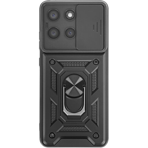 AVIZAR Ovitek za Moto G86 / G86 Power z obročastim stojalom in drsnim pokrovom kamere, Črna, (5000190498) Slike