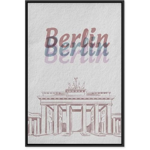  Slika - Berlin in Watercolours (1 Part) Vertical 60x90 U crnom drvenom okviru Slike