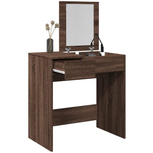  The Living Store Toaletna mizica z ogledalom rjav hrast 73x46,5x120 cm - Toaletna Mizica, (21497281) Cene