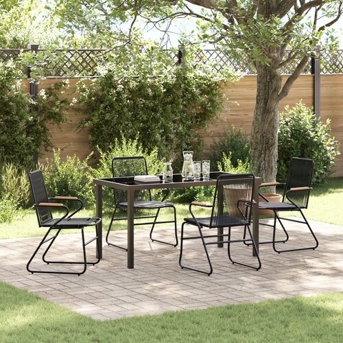 vidaXL Set za objedovanje u vrtu 5 komada Crni PVC rattan Cijene