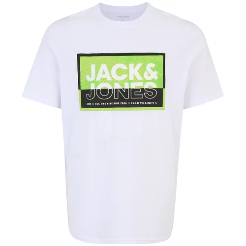 Jack & Jones Plus Majica 'JCOLOGAN' zelena / črna / bela