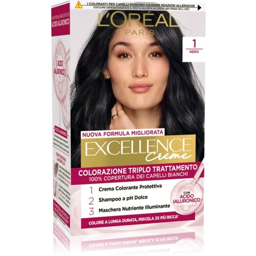 L&amp;acute;Or&amp;eacute;al Paris Excellence Creme barva za lase odtenek 1. Nero 1 kos Slike