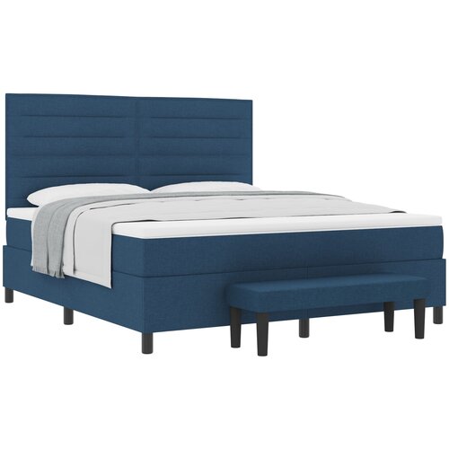 VidaXL Vzmetnica s pomladjo in klopjo modra 180x200 cm tkanina, (22083408) Slike