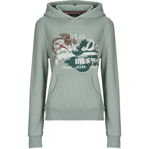 Superdry Puloverji TOKYO VINTAGE LOGO HOODIE Zelena Slike