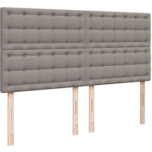  Boxspring - Krevet s oprugama i madracem smeđesivi 200x200 cm od tkanine - Sivo-smeđa 200 x 200 cm gumbi Slike