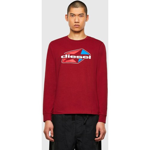 Diesel T-shirt - TDIEGOSLSK41 burgundy with a star motif Slike