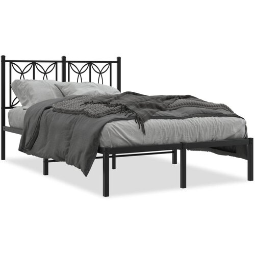 Maison Chic Kovinski Posteljni okvir - Dvoposteljna postelja - Zakonska postelja z vzglavjem črn 120x190 cm, (21692435) Slike