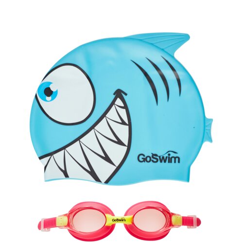 Goswim dečije naočare i kapa za plivanje plavo-crvene Slike