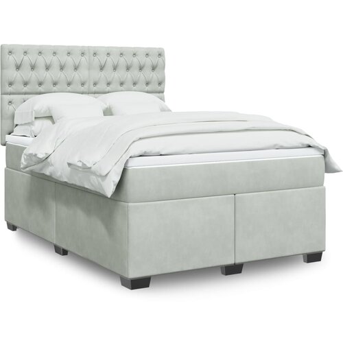VidaXL Box spring postelja z vzmetnico svetlo siva 140x200 cm žamet Slike