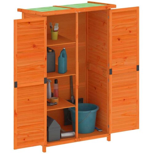 VidaXL vrtno spremi&amp;scaron;te za alat smeđe 83x57x140 cm od masivne borovine Slike