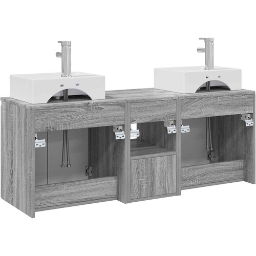  Set ormarića za kupaonicu 3 kom. Siva Sonoma 129 x 41 x 79.5 cm Slike