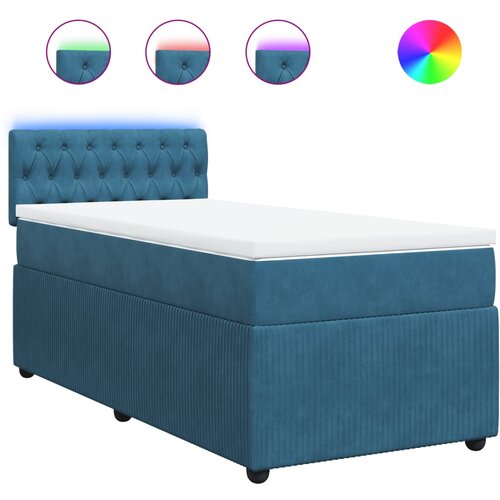 vidaXL Box spring postelja z vzmetnico modra 90x190 cm žamet, (21308925) Cene