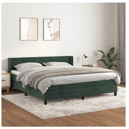 VidaXL Box spring postelja z vzmetnico temno zelena 180x200 cm žamet Slike