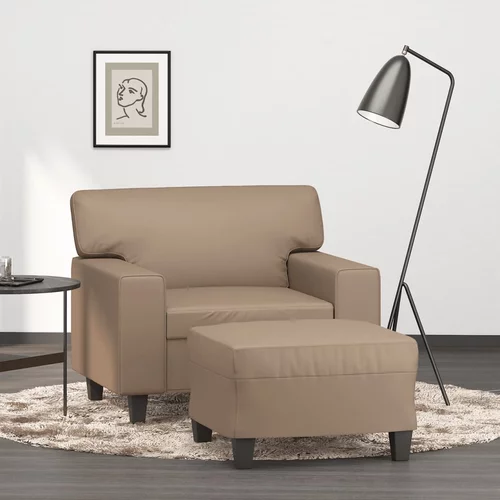  Fotelja s tabureom boja cappuccina 60 cm od umjetne kože