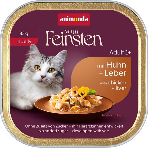  Ekonomično pakiranje animonda vom Feinsten adult 64 x 85 g - Piletina i jetra u želeu Cijene