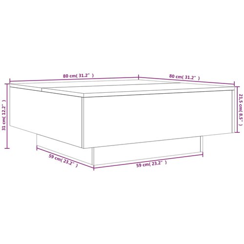  Stolić za kavu siva boja betona 80x80x31 cm konstruirano drvo Slike