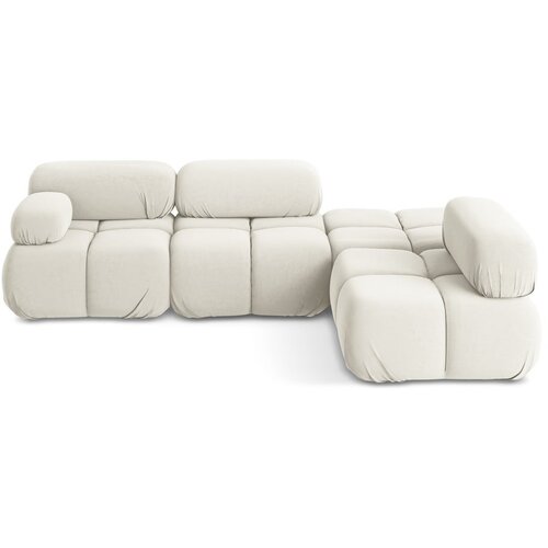 Makamii Bijela baršunasti kutna garnitura (s desnim kutom) Lokua – Cijene