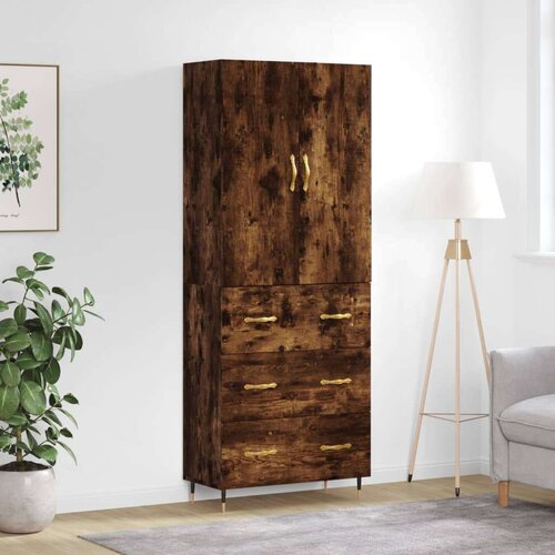 Visoka komoda dimljeni hrast 69 5x34x180 cm konstruiranog drva Cene