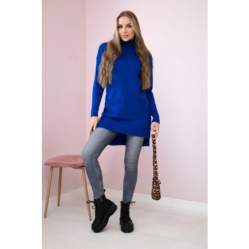 Kesi Sweater with stand-up collar purple-blue Cene