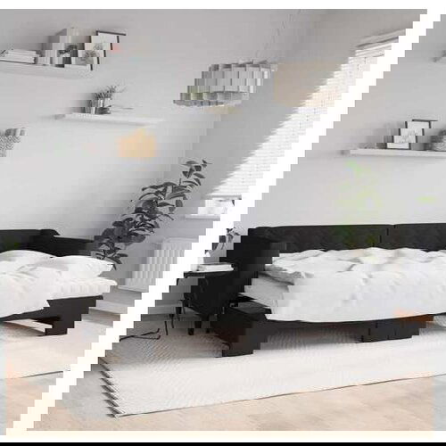 vidaXL Izvlečna dnevna postelja z vzmetnico črna 80x200 cm b Cene