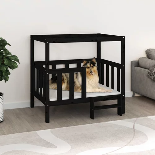 vidaXL Krevet za pse Crna 105,5 x 83,5 x 100 cm od masivne borovine
