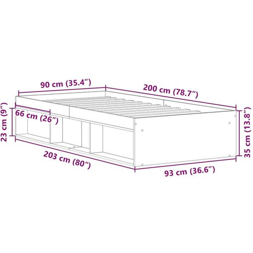 VidaXL Okvir kreveta bez madraca staro drvo 90x200 cm Slike