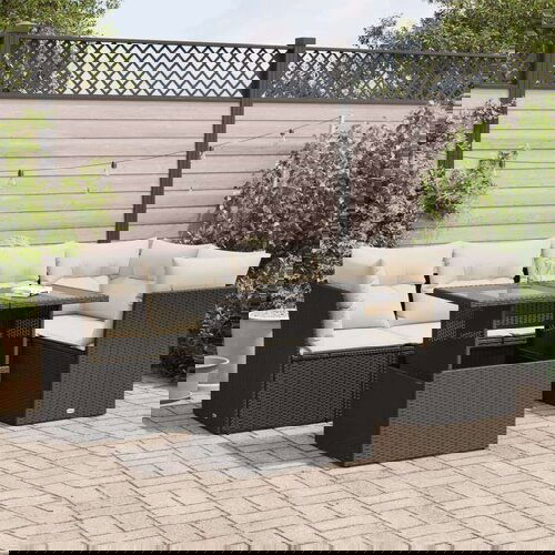vidaXL 6-dijelni set vrtnih sofa s jastucima crni od poliratana Cijene