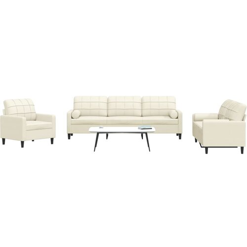 vidaXL sedežna garnitura 3-delna z blazinami krem žamet Cene