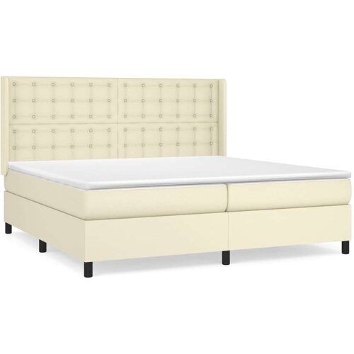  Krevet s oprugama i madracem krem 200x200 cm od umjetne kože Slike