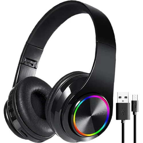 Bluetooth 5.0 bežične LED RGB slušalice za igranje + mikrofon crne