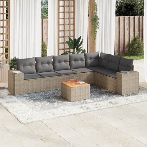 vidaXL 8-dijelni set vrtnih sofa od poliratana s jastucima bež Cijene