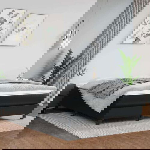  Madrac s džepičastim oprugama crni 140x190x20 cm umjetne kože Slike