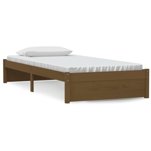 Maison Chic Posteljni okvir - Enojna postelja - Postelja za odrasle medeno rjav iz trdnega lesa 90x190 cm-J8834, (21761626) Slike