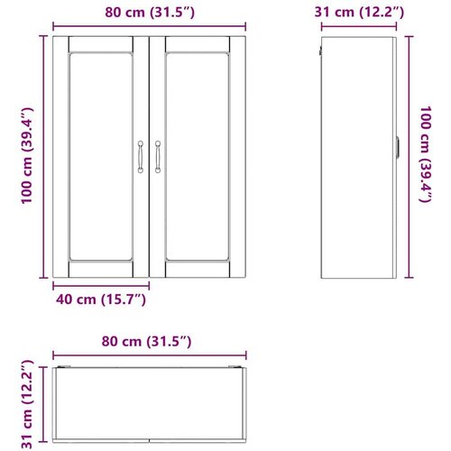 VidaXL Zidni kuhinjski ormarić Sivi hrast sonoma 80 x 31 x 100 cm Slike