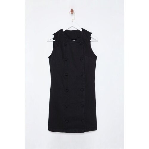 Trendyol Black Button Detailed Double Breasted Mini Denim Dress Slike