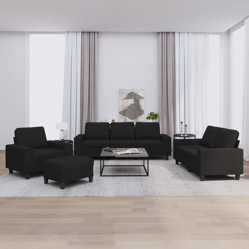  4-dijelni set sofa crni od tkanine Cijene