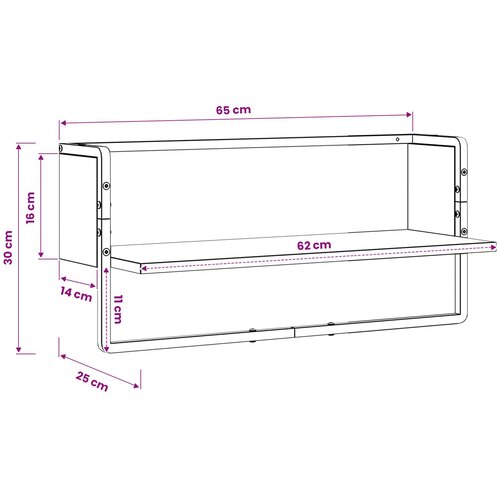  Polica na zidu Zidna montaža Crni hrast 65 x 25 x 30 cm Slike