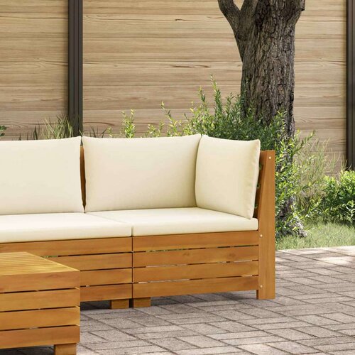  Kutna garnitura za vrt Čvrsto drvo akacije Smeđa - kutna sofa Krem bijelo Cene