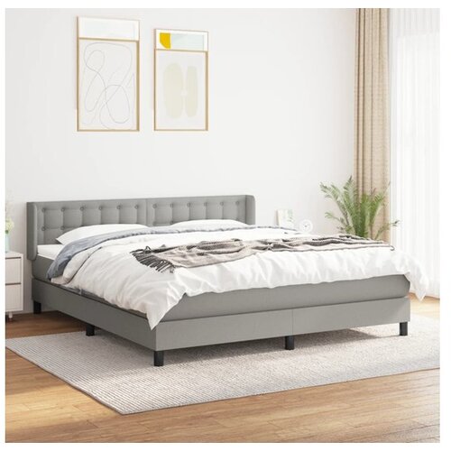  Box spring postelja z vzmetnico svetlo siva 180x200 cm blago Cene