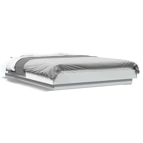  Okvir kreveta s LED svjetlima bijeli 140 x 200 cm drveni