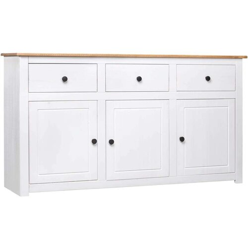 VidaXL Komoda od masivne borovine bijela 135x40x80 cm asortiman Panama Slike