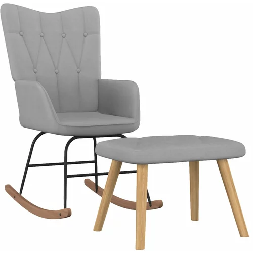 vidaXL stolica za ljuljanje s osloncem za noge svjetlosiva od tkanine