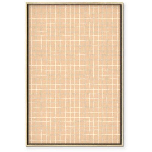  Slika - Waving Lines - Creamy Grid on a Noisy Pastel Background 80x120 U prirodnom drvenom okviru Slike