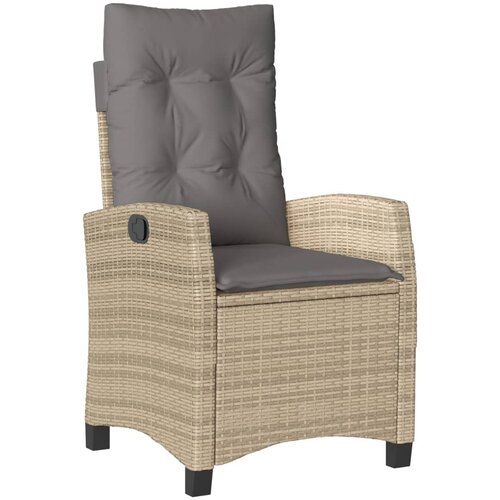 Maison Chic Nastavljiv Vrtni Stoli - Stol za vrt z blazino bež poli ratan JS40, (21878436) Slike