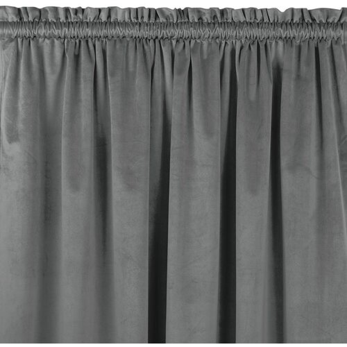  Curtain VILA color graphite style classic 5 cm pole pocket with 3 cm fringe velvet 265x225 HOMEDE Cene