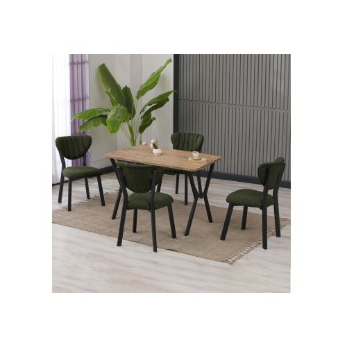Hanah home Set Trpezarijski sto i 4 stolice Elma Green Walnut Cene