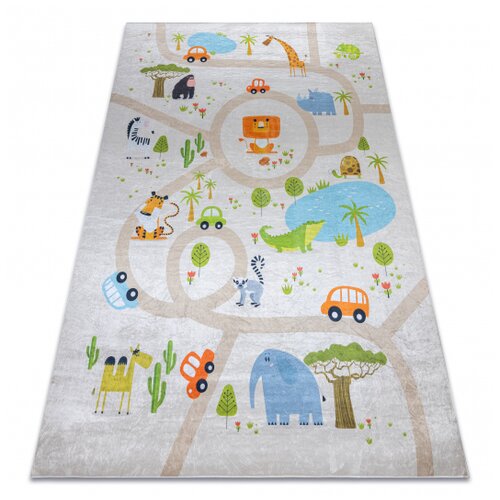 RugsX BAMBINO 50230 pralna preproga Živalski vrt, ulice za otroke protizdrsna - bež / zelena 80x150 cm, (5000175473) Cene