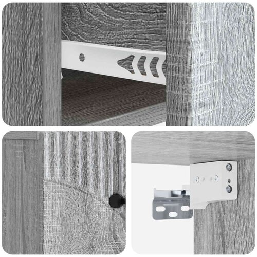  Noćni ormarić za montažu na zid s ladicama 2 pcs Siva sonoma Slike