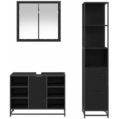  Set namje&amp;scaron;taja za kupaonicu 3 kom. Crni hrast 80 x 33 x 60 cm Slike