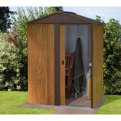 SPACEMAKER Metalna vrtna kućica Woodlake 54 | Smeđa | 122x151x198 cm Slike
